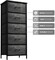 Sorbus Narrow 5 Drawers Nightstand with Steel Frame, Wood Top, Easy Pull Fabric Bins for Home, Bedroom, Office & Dorm